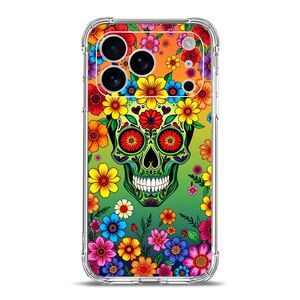 IPhone 17 Pro,Green Floral Skull Flowers Case, 20n-178PH015